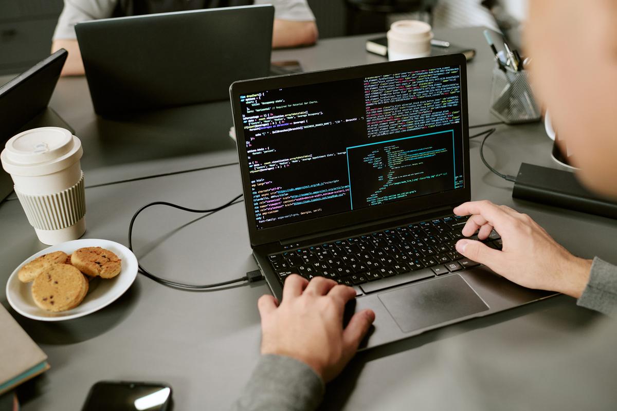 Web developer at work.